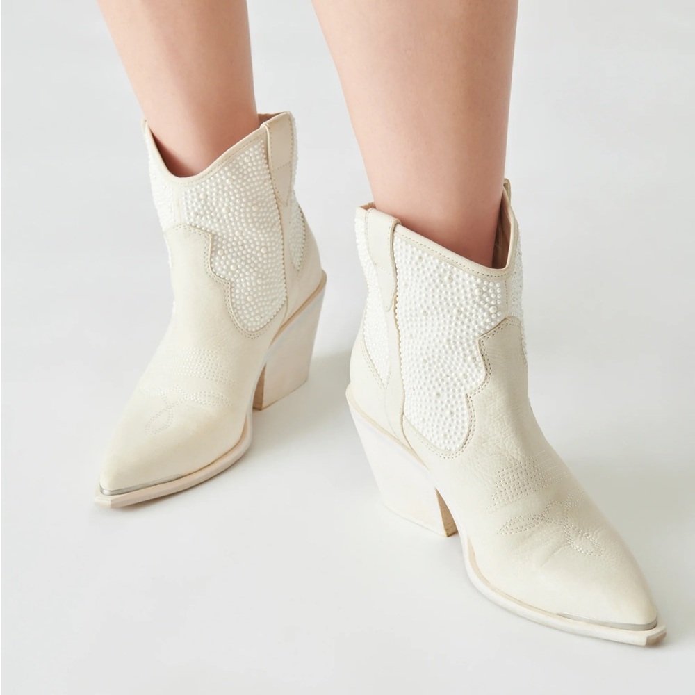 Anthropologie White Ankle Boots - Picture 2 of 9